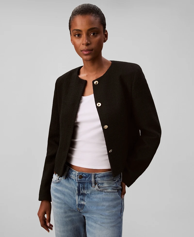 Calvin Klein Women's Long Sleeve Tweed Jacket