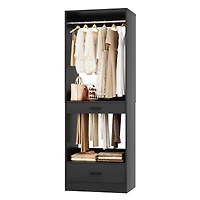 Aheaplus Closet System Organizer with Hanging Area, Freestanding Wooden Drawers
