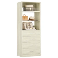 21.3" Closet Drawer System, Walk-in Tower with 4 Wooden Drawers and Shelves