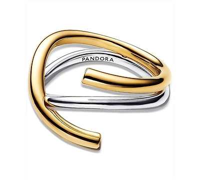 Pandora Organically Shaped Two-Tone Double Ring