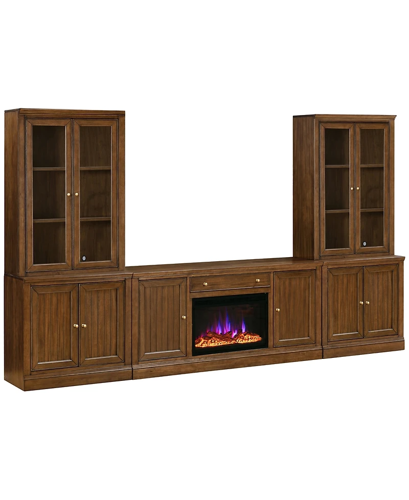 Furniture Amren 65" Wood 2 Door Console with Hutches and Bases Fireplace Insert