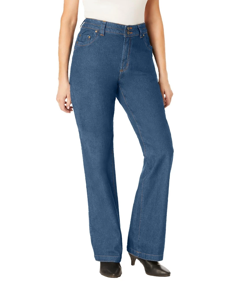 Woman Within Women's Tall Perfect Cotton Wide-Leg Denim Jean