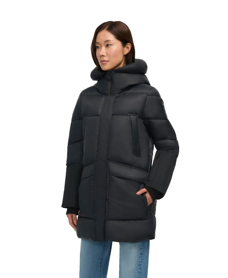 Pajar Women's Heirani Mid-Length Quilted Parka Puffer with Oversized Hood