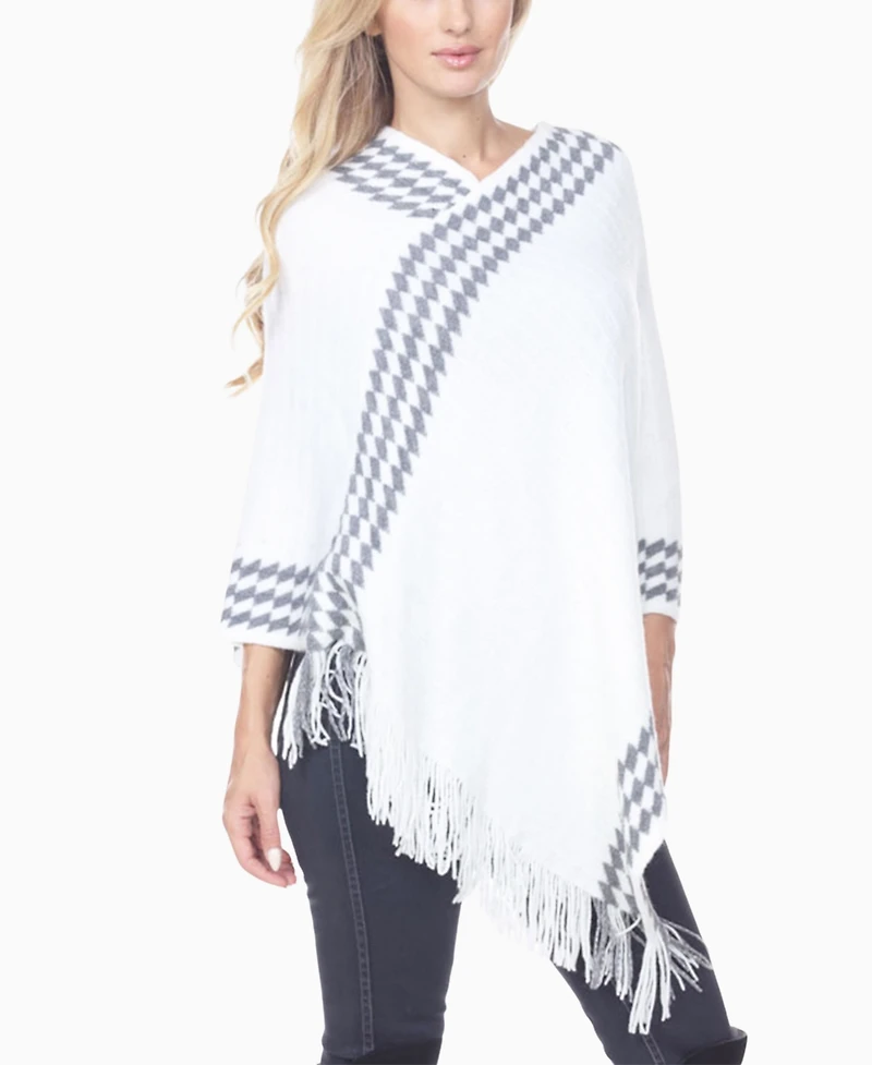 White Mark Women's Knit Poncho Sweater