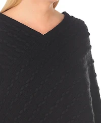 White Mark Women's Lightweight Textured Knit Poncho Sweater