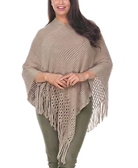 White Mark Women's Cable Knit Poncho Sweater