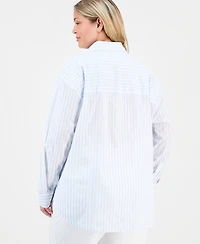 Anne Klein Plus Striped Button-Front Shirt