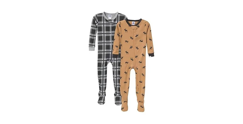 Gerber Toddler Boys Snug Fit Footed Pajamas, 2-Pack, Moose