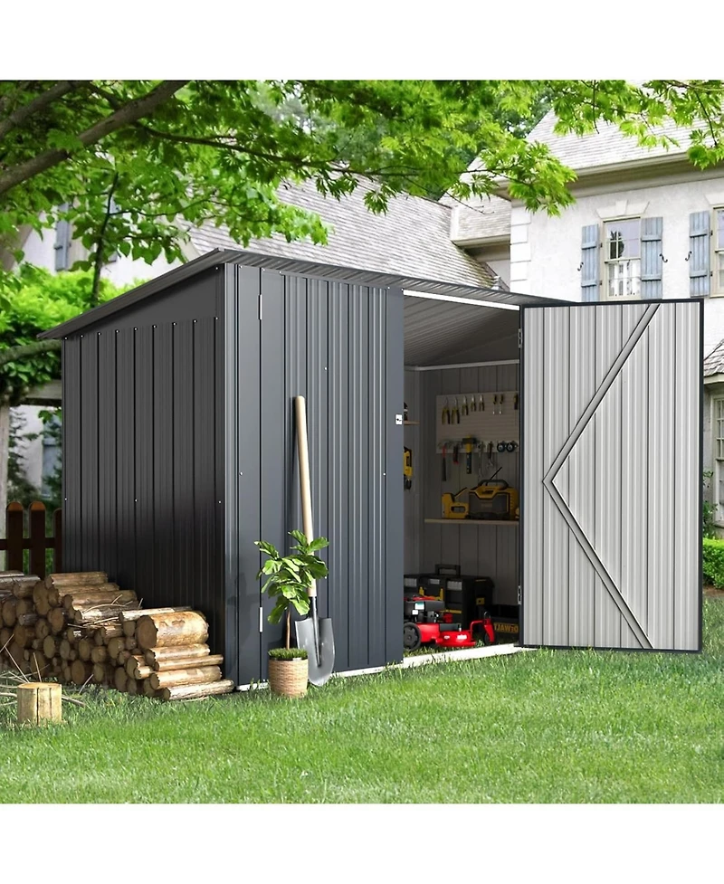 Aecojoy 7'x3' Outdoor Horizontal Bike Storage Shed