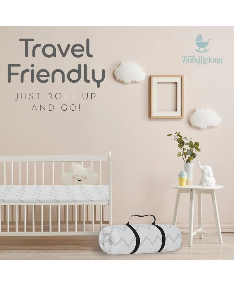 Babylicious Waterproof Pack N Play Mattress Topper – Twin Size (38" x 26") – Soft Memory Foam, Roll-Up Design, Breathable and