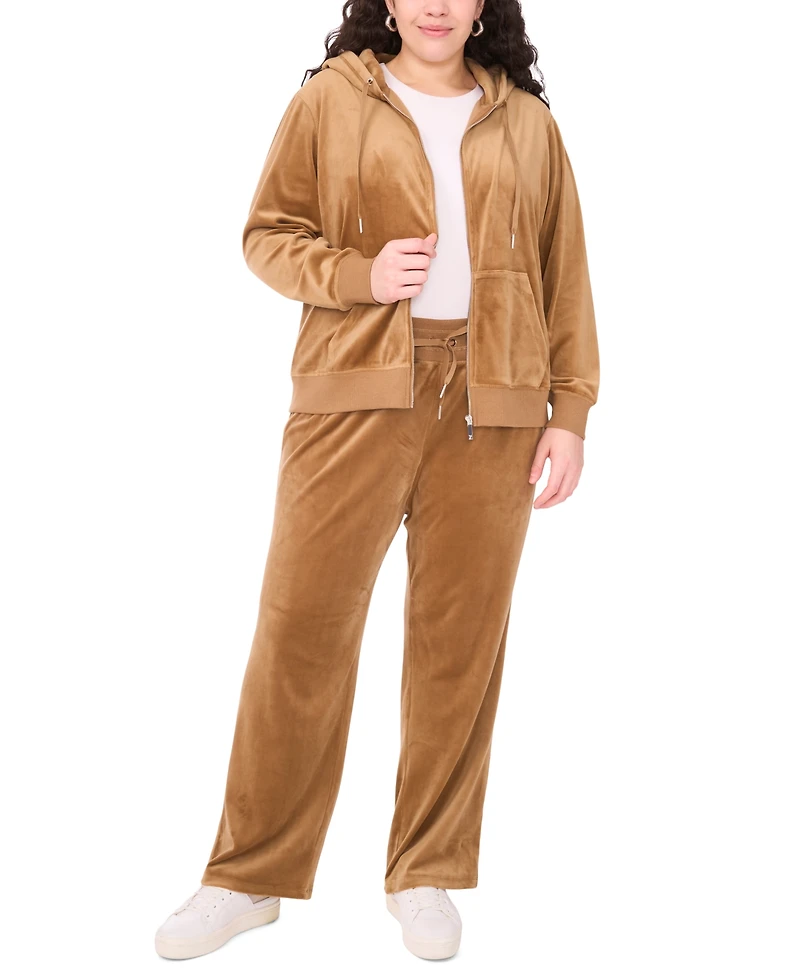 Vince Camuto Plus Velour Zip-Front Hoodie Jacket