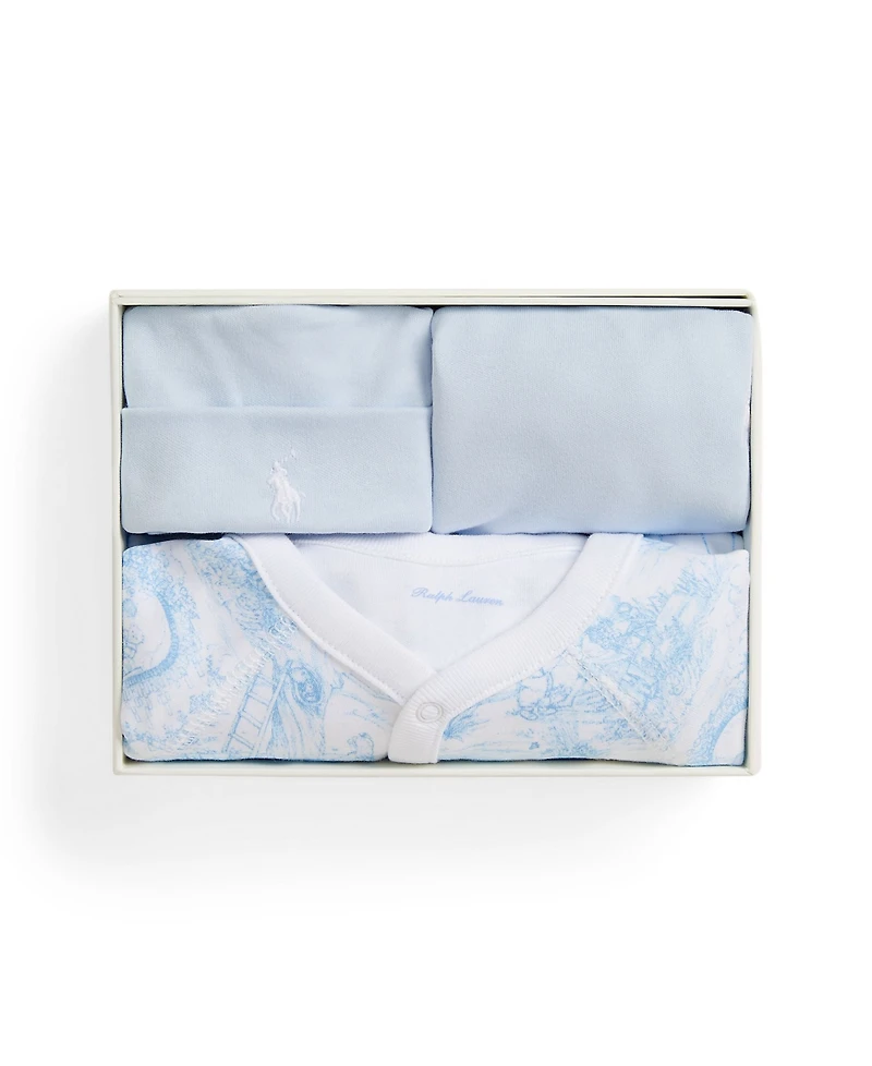 Polo Ralph Lauren Baby Boys and Girls Toile Cotton 3-Piece Gift Set