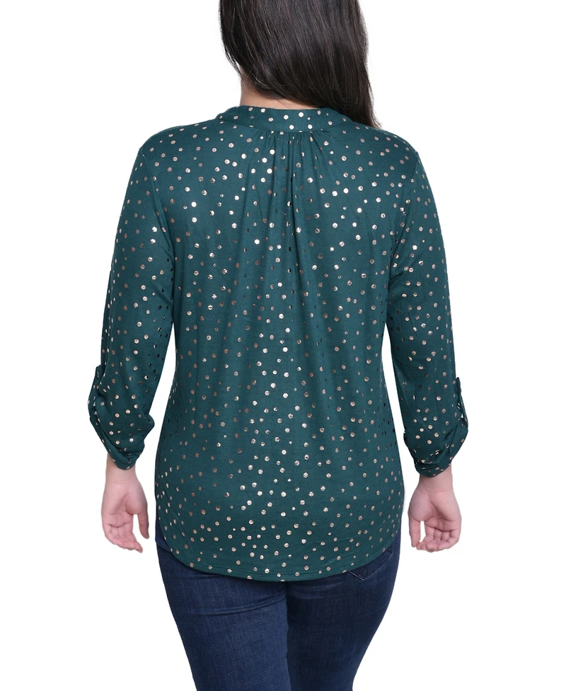 Ny Collection Women's Long Roll Tab Sleeve Tunic Top