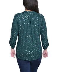 Ny Collection Women's Long Roll Tab Sleeve Tunic Top