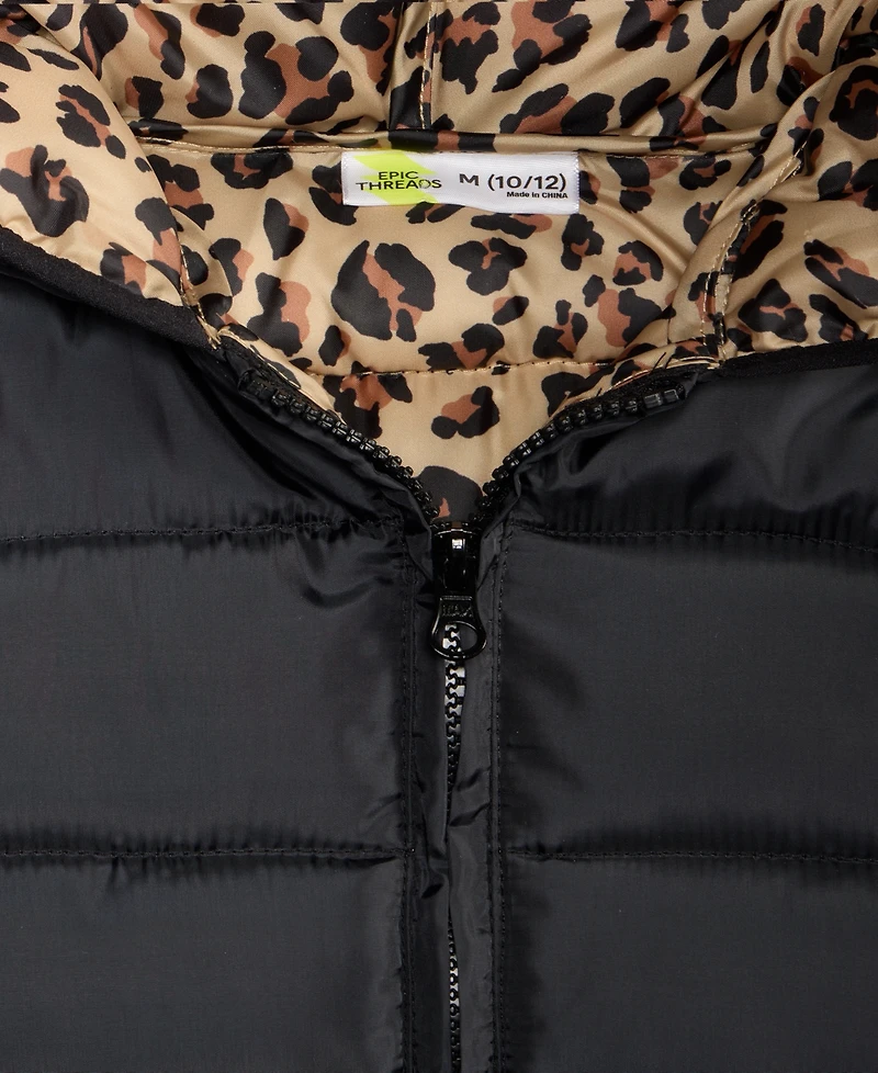 Epic Threads Girls 5-20 Leopard Print Long-Sleeve Puffer Jacket, Macy's Exclusive