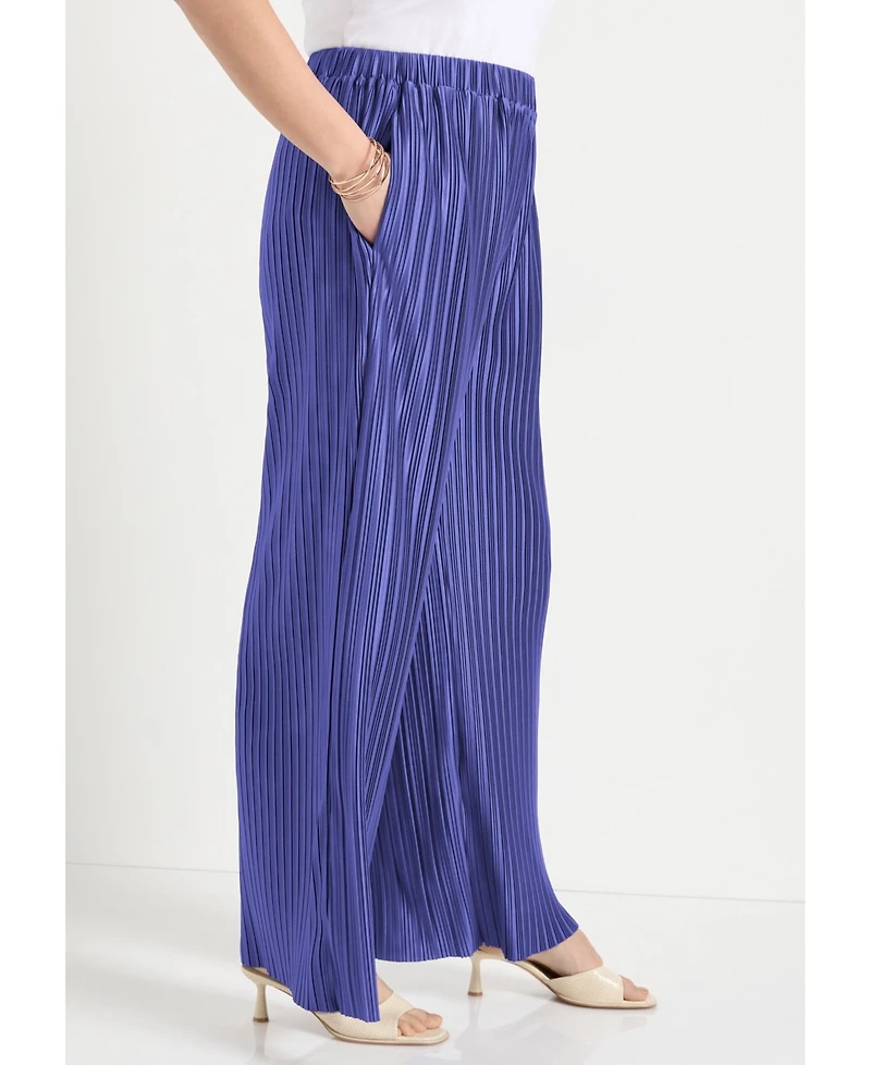 June + Vie Women's Plisse High-Rise Pants