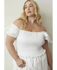 June + Vie Women's Plus Smocked Tiered Maxi Dress