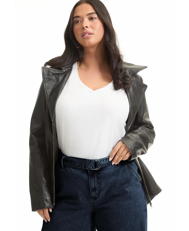 June + Vie Women's Curvie Fit High-Waisted Wide-Leg Utility Jean