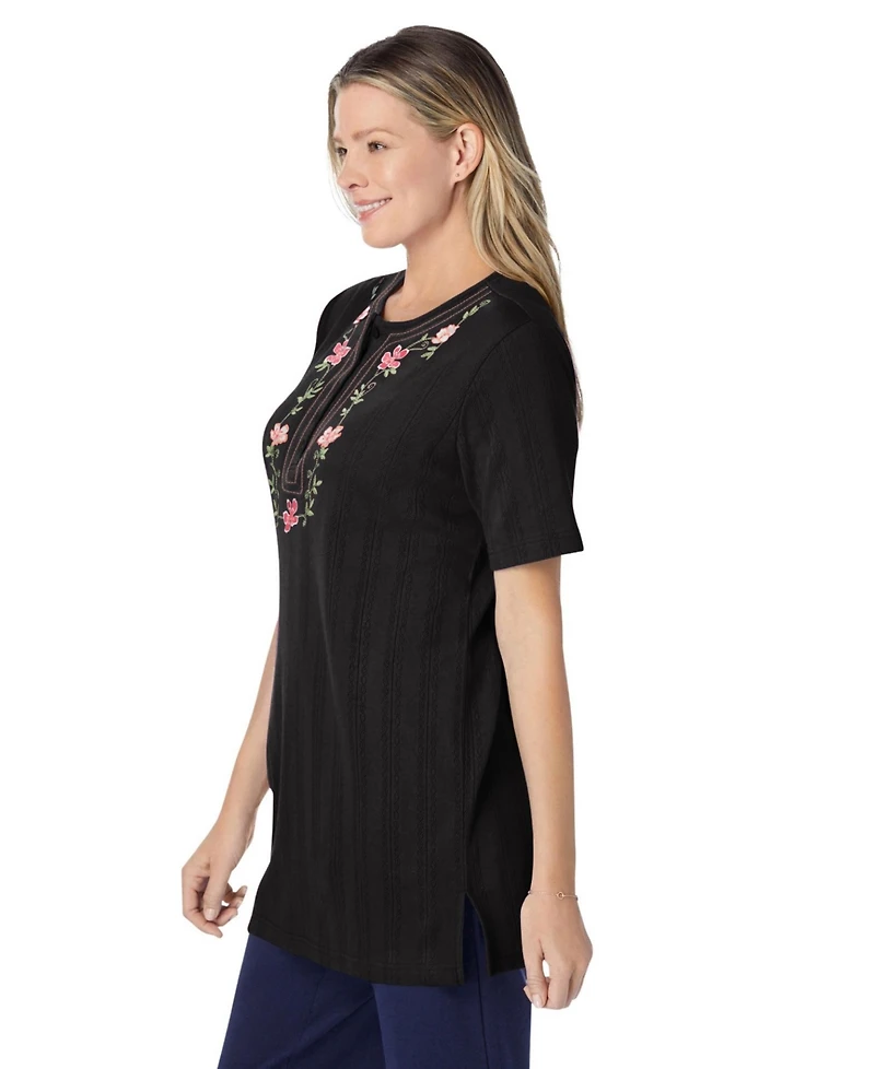 Woman Within Plus 7-Day Embroidered Pointelle Tunic