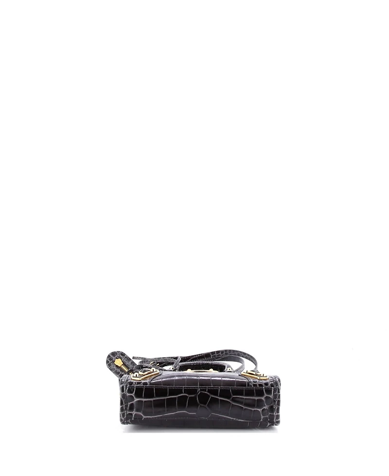 Pre-Owned Balenciaga Mini City Classic Metallic Edge Bag Embossed Leather