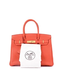 Pre-Owned Hermes Birkin 30 Handbag Orange Togo with Gold Hardware