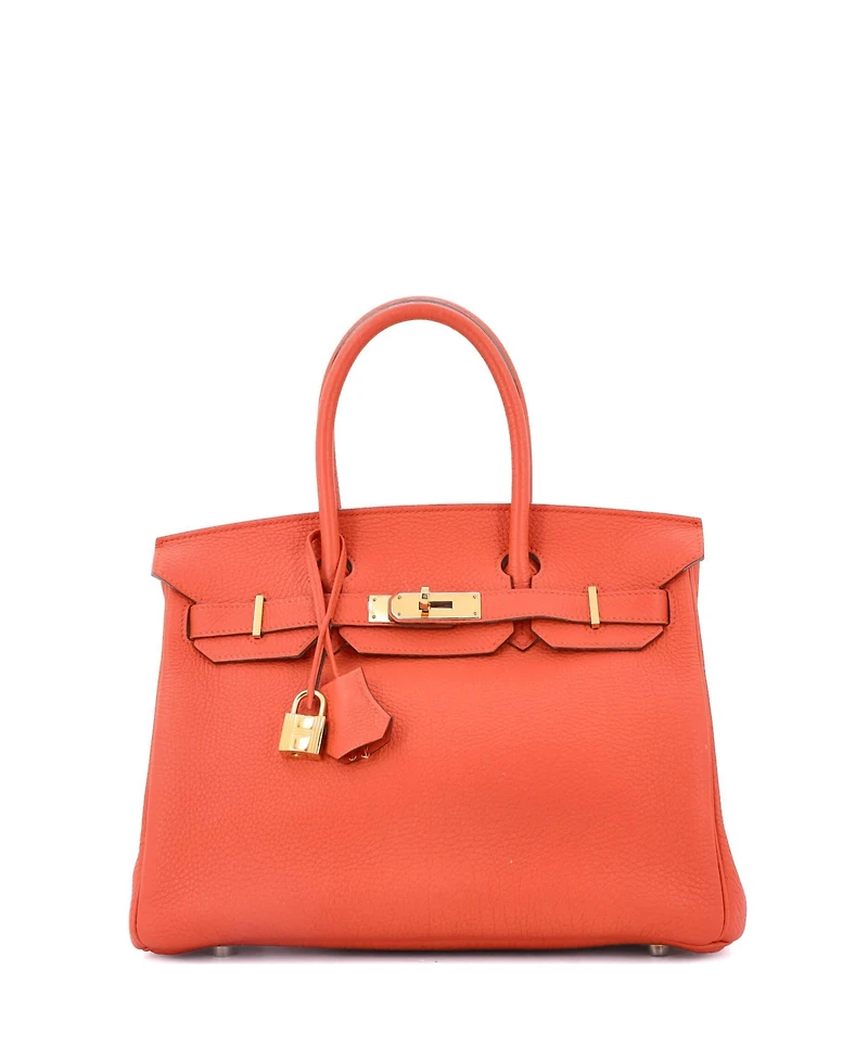 Pre-Owned Hermes Birkin 30 Handbag Orange Togo with Gold Hardware