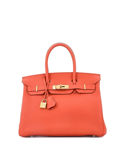 Pre-Owned Hermes Birkin 30 Handbag Orange Togo with Gold Hardware