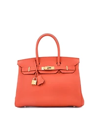 Pre-Owned Hermes Birkin 30 Handbag Orange Togo with Gold Hardware