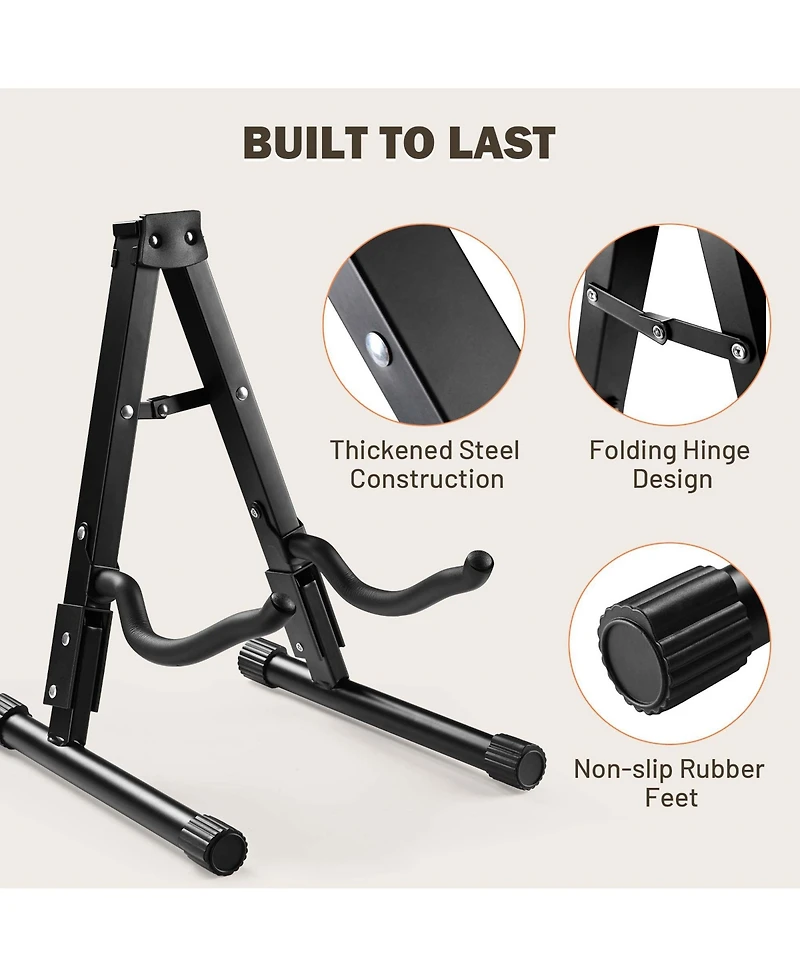 Yescom 6 Pcs Folding Guitar Stand Floor A-Frame w/ Foam Arms Instrument Display Universal for Acoustic Electric Bass