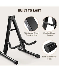 Yescom 6 Pcs Folding Guitar Stand Floor A-Frame w/ Foam Arms Instrument Display Universal for Acoustic Electric Bass