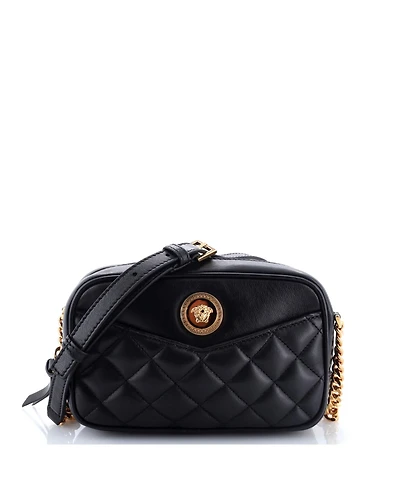 Pre-Owned Versace Small Medusa Icon Front Slip Pocket Camera Bag Quilted Leather