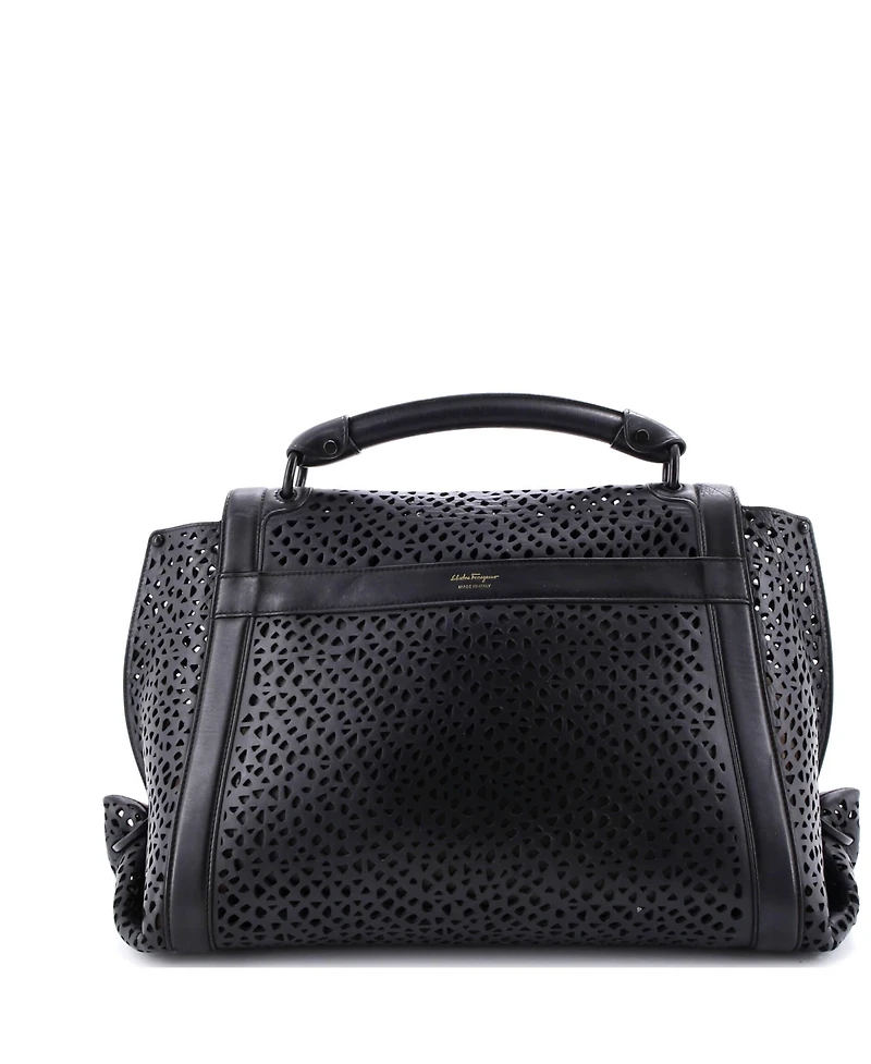 Pre-Owned Salvatore Ferragamo Medium Sofia Satchel Laser Cut Leather
