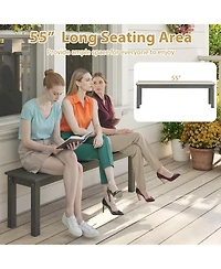 Gymax 55'' Hdpe Outdoor Bench for 2-3 People Weatherproof Backless Patio Garden Bench