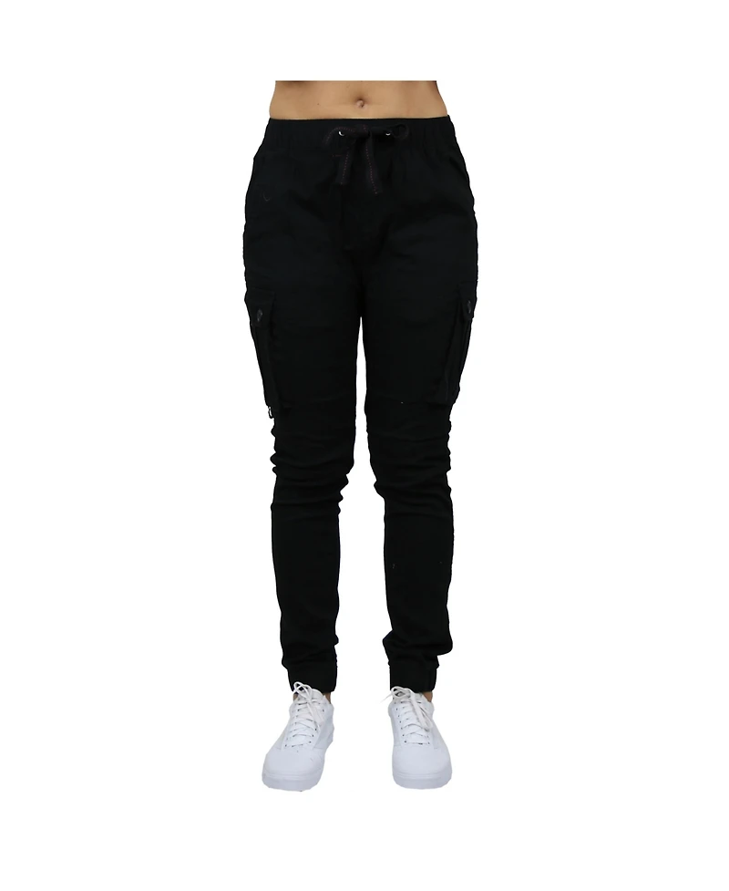 Galaxy By Harvic Women's Loose Fit Cotton Stretch Twill Cargo Joggers
