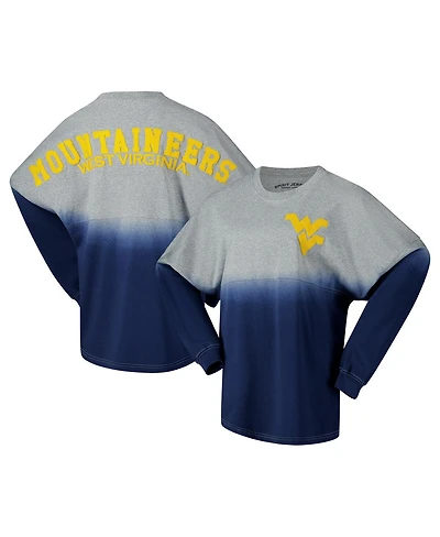 Spirit Jersey Men's and Women's Navy/Gray West Virginia Mountaineers Ombre Long Sleeve T-Shirt