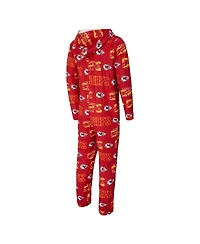 Concept Sport Men's Red Kansas City Chiefs Shuffle All-Over-Print Microfleece Full-Zip Union Suit