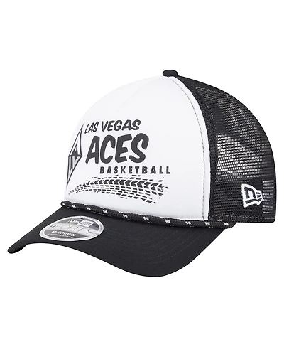 New Era Men's and Women's White/Black Las Vegas Aces 9FORTY A-Frame Graphic Trucker Hat