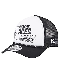 New Era Men's and Women's White/Black Las Vegas Aces 9FORTY A-Frame Graphic Trucker Hat