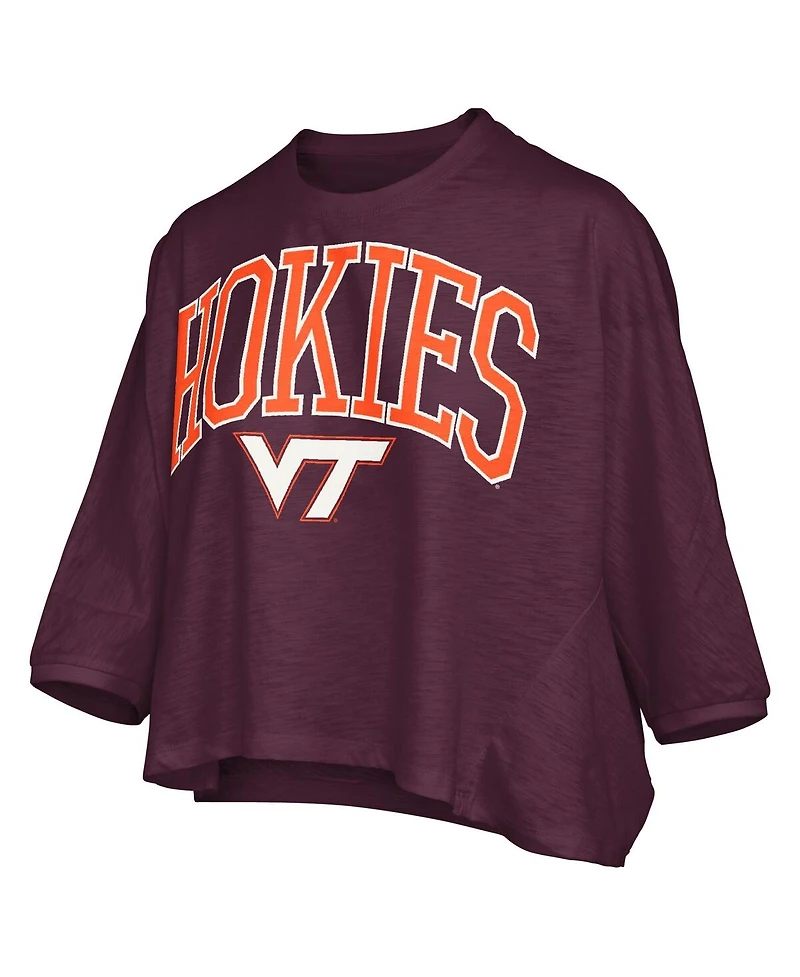 Pressbox Women's Maroon Virginia Tech Hokies Midi Arch Over Logo Oversized T-Shirt