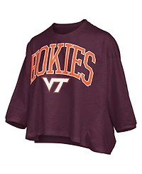 Pressbox Women's Maroon Virginia Tech Hokies Midi Arch Over Logo Oversized T-Shirt