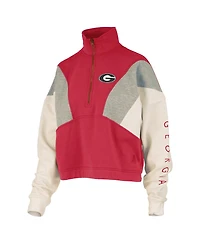 Pressbox Women's Red Georgia Bulldogs Ferrara Color Block Quarter-Zip Sweatshirt