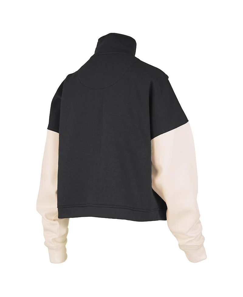 Pressbox Women's Black Army Black Knights Ferrara Color Block Quarter-Zip Sweatshirt