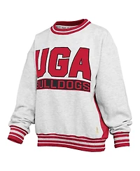 Pressbox Women's Heather Gray/Red Georgia Bulldogs Endzone Crewneck Sweatshirt