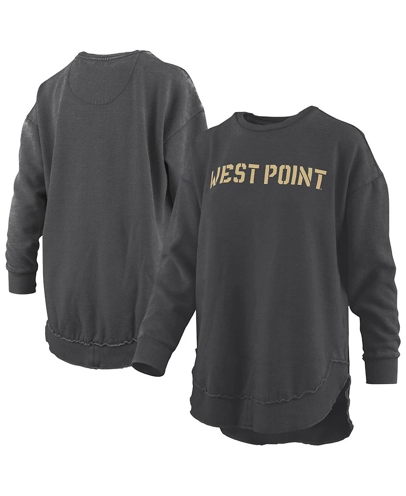 Pressbox Women's Black Army Black Knights Melange Poncho Vintage Fleece Long Sleeve Pullover Sweatshirt