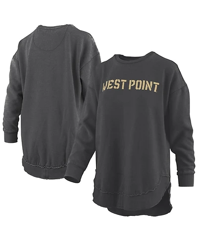 Pressbox Women's Black Army Knights Melange Poncho Vintage Fleece Long Sleeve Pullover Sweatshirt