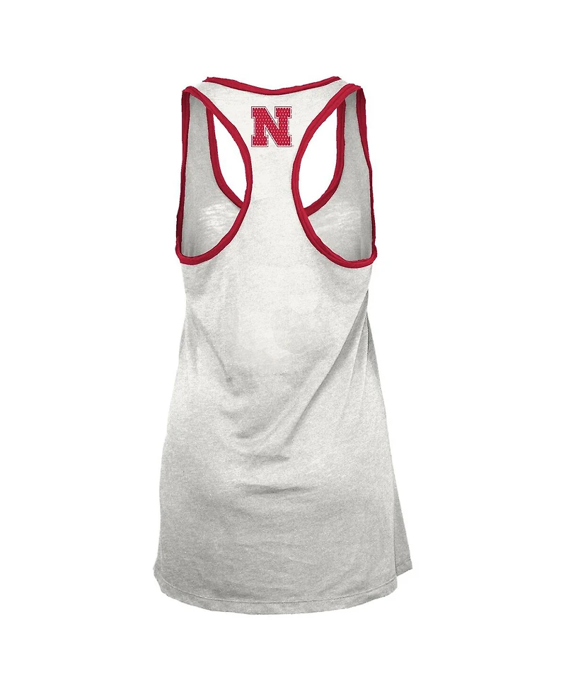Pressbox Women's White/Scarlet Nebraska Huskers Tracy Racerback Burnout Tank Top