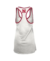 Pressbox Women's White/Scarlet Nebraska Huskers Tracy Racerback Burnout Tank Top