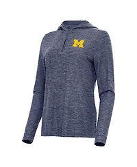 Antigua Women's Heather Navy Michigan Wolverines Daybreak Quarter-Zip Hoodie
