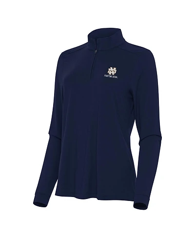 Antigua Women's Navy Notre Dame Fighting Irish Logo Wordmark Intent Quarter-Zip Sweatshirt