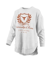 Pressbox Women's Heather Gray Texas Longhorns Field Day Melange Poncho Pullover Sweatshirt